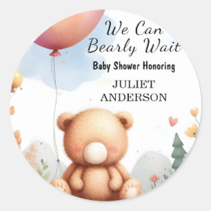 At Animal Cub Boho We Can Bearly Wait Baby Shower Classic Round Sticker