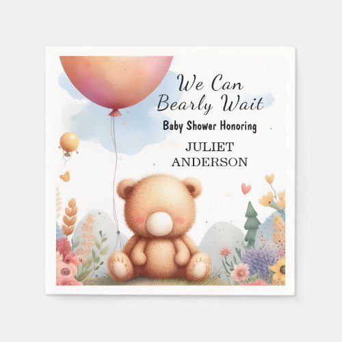 At Animal Cub Boho We Can Bearly Wait Baby Shower Napkins