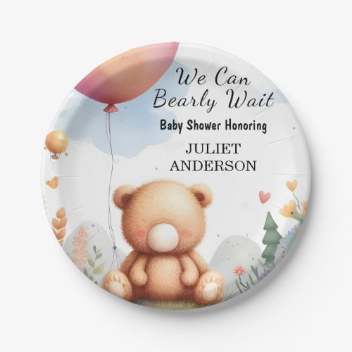 At Animal Cub Boho We Can Bearly Wait Baby Shower Paper Plates