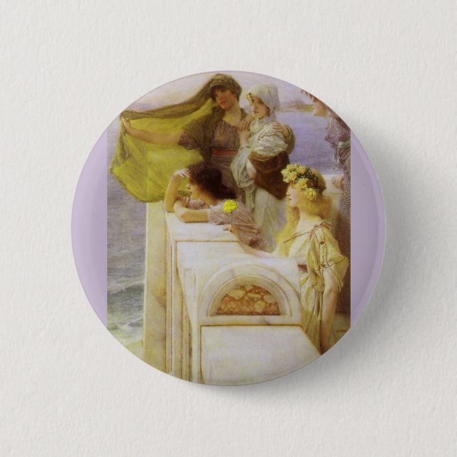At Aphrodite's Cradle by Sir Lawrence Alma Tadema Button (Front)