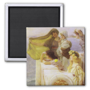 At Aphrodite's Cradle by Sir Lawrence Alma Tadema Magnet