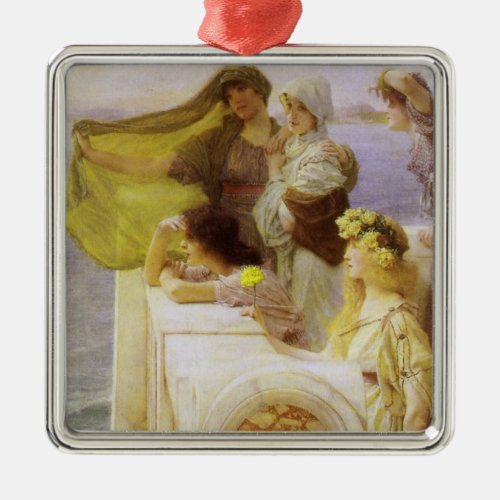 At Aphrodites Cradle by Sir Lawrence Alma Tadema Metal Ornament