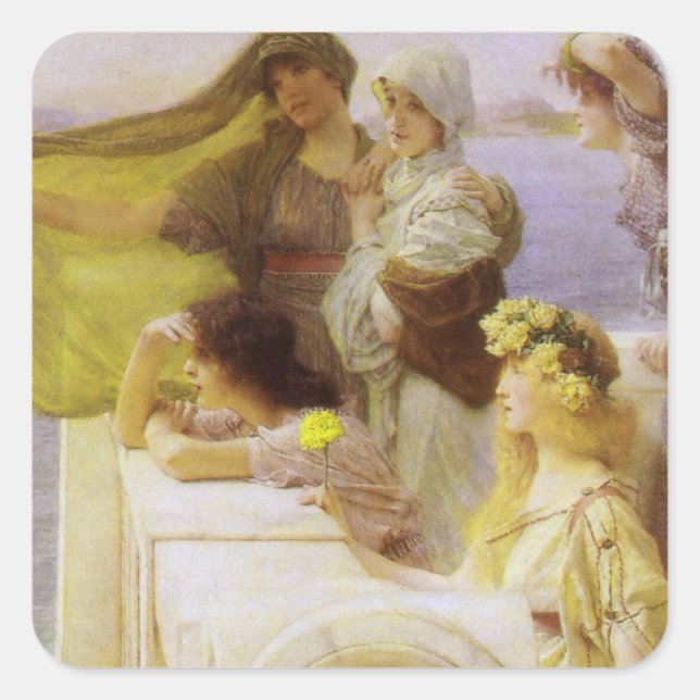 At Aphrodite's Cradle by Sir Lawrence Alma Tadema Square Sticker (Front)