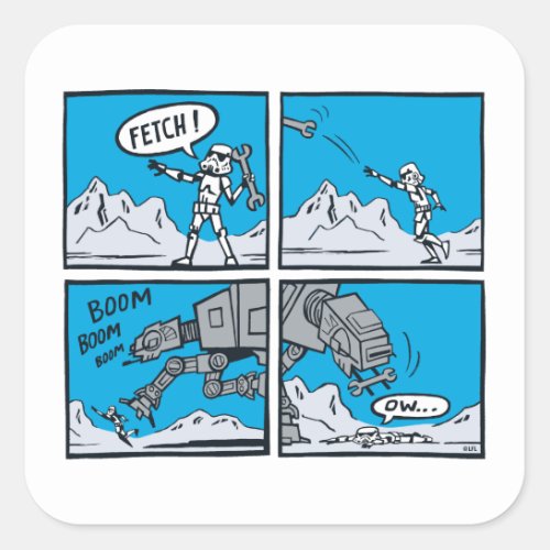 AT_AT Fetch Comic Panels Square Sticker