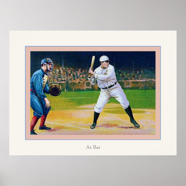 At Bat ~ Vintage Baseball Poster (Front)