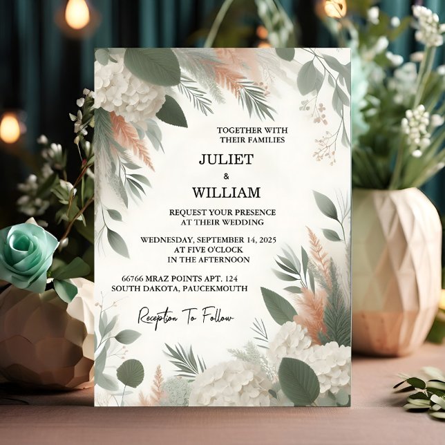 At Blush pastel Peach Mint Moss Sage Green Wedding Invitation (Creator Uploaded)