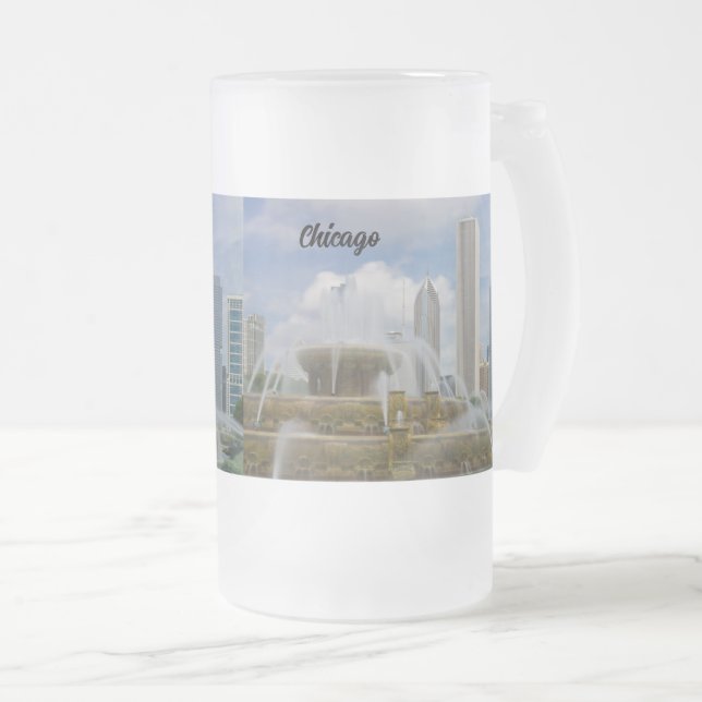 At Buckingham Fountain Frosted Glass Beer Mug (Front Right)