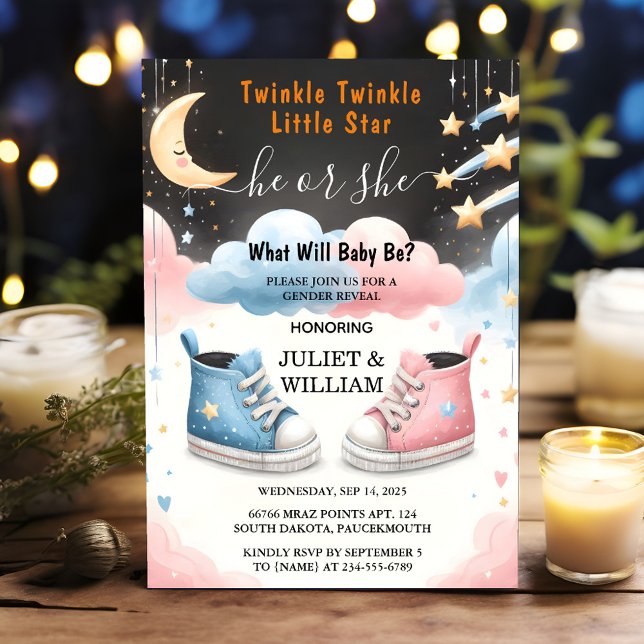 At Cloud Twinkle Twinkle Little Star Gender Reveal Invitation (Creator Uploaded)