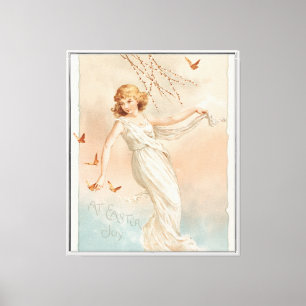 "At Easter Joy" - Vintage Print, L. Prang & Co. Canvas Print