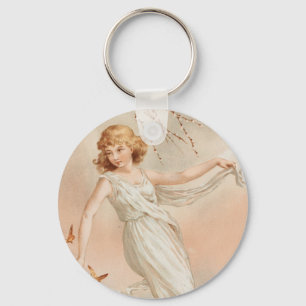 "At Easter Joy" - Vintage Print, L. Prang & Co. Keychain