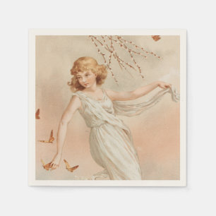 "At Easter Joy" - Vintage Print, L. Prang & Co. Napkins