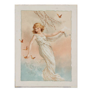"At Easter Joy" - Vintage Print, L. Prang & Co. Poster