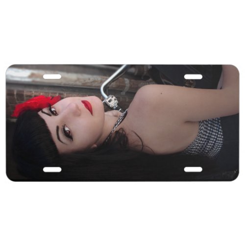 At First Glance Motorcycle Rockabilly Pin Up Girl License Plate