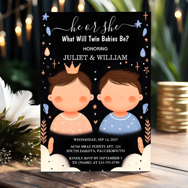 At Games Oh Baby Joint Dual Two Twin Gender Reveal Invitation (Creator Uploaded)