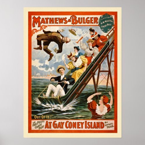 At Gay Coney Island Vintage Poster