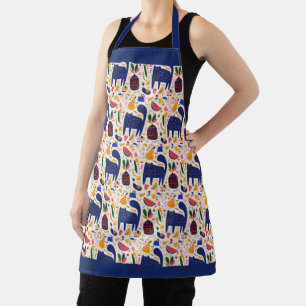 At Home Blue Cat Hygge Pattern Apron