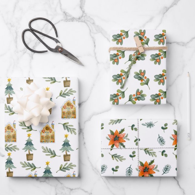 At Home Hygge Christmas Pattern Wrapping Paper Sheets (Front)