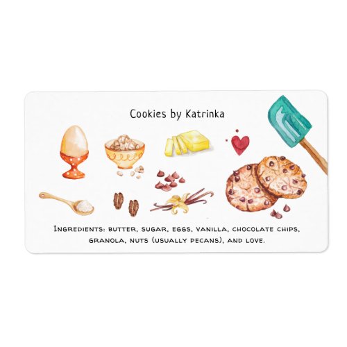 At Home Kitchen Bakery Food Ingredient  Cookies Label