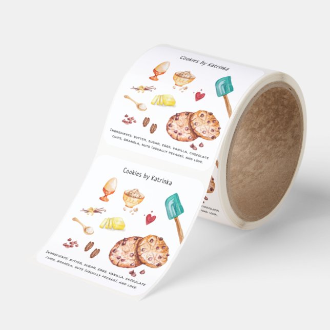 At Home Kitchen Bakery | Food Ingredient Square Sticker (Roll)
