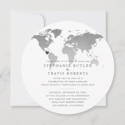 At Home Reception World Map Travel Theme Invite