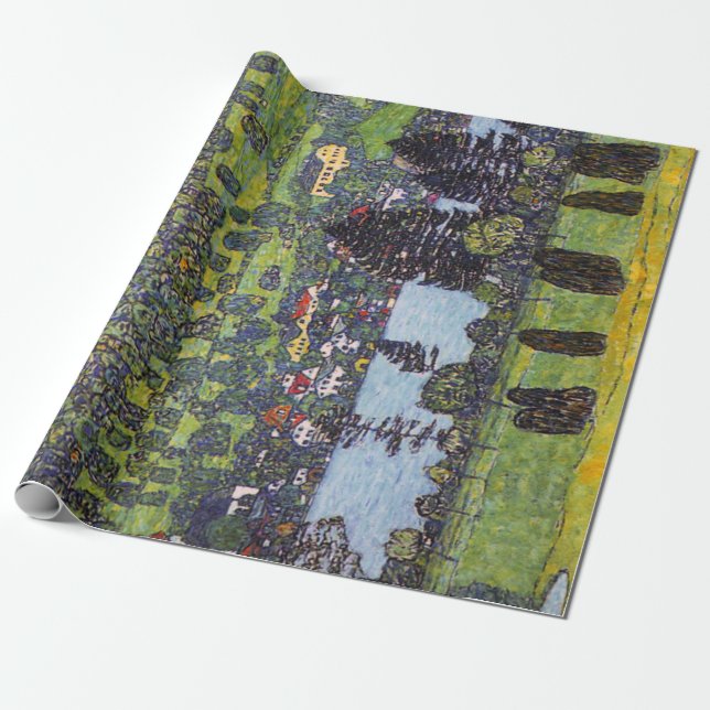 At Lake Atter, Gustav Klimt Wrapping Paper (Unrolled)
