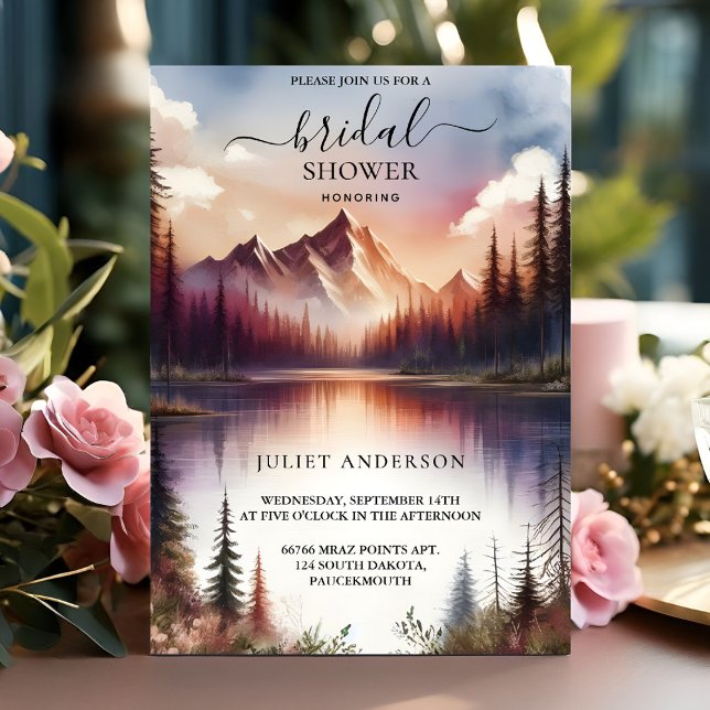 At Lakeside Mountain Fun Nature Lake Bridal Shower Invitation (Creator Uploaded)