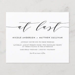At Last Black Minimalist Script Wedding Invitation