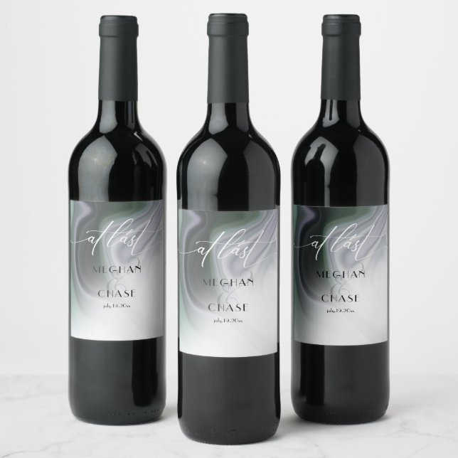 At Last  Dusty Sage Agate Abstract  Wine Label (Bottles)