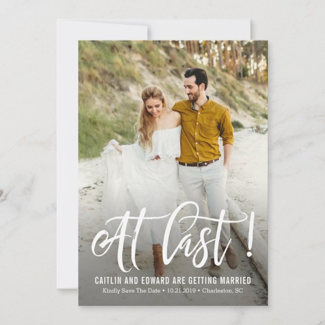 At Last EDITABLE Background Color Save The Date (Front)