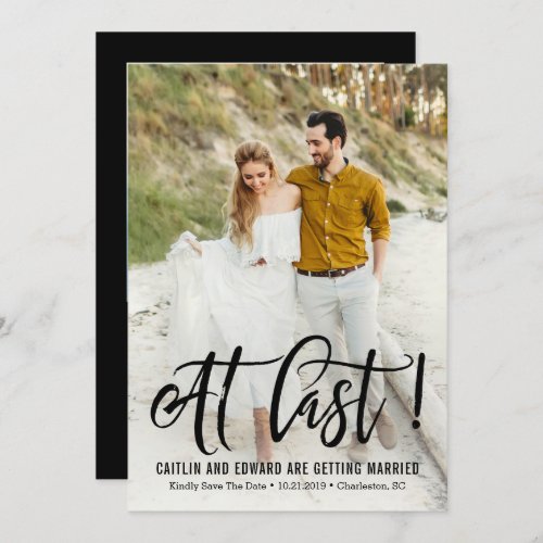 At Last EDITABLE Background Color Save The Date Invitation