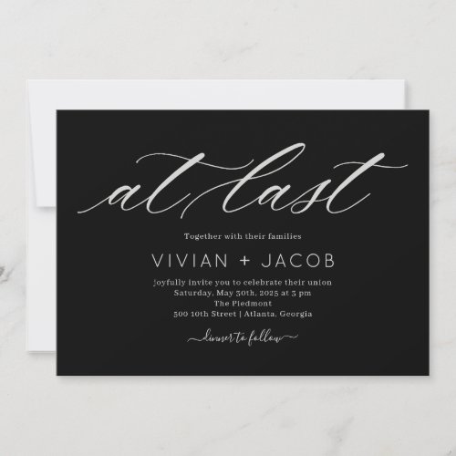 At Last EDITABLE COLOR Modern Wedding Invitation