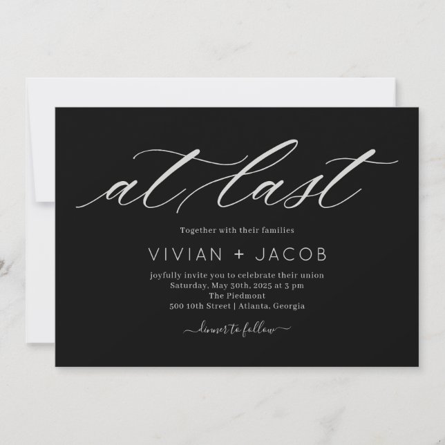 At Last EDITABLE COLOR Modern Wedding Invitation (Front)