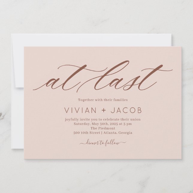 At Last EDITABLE COLOR Modern Wedding Invitation (Front)