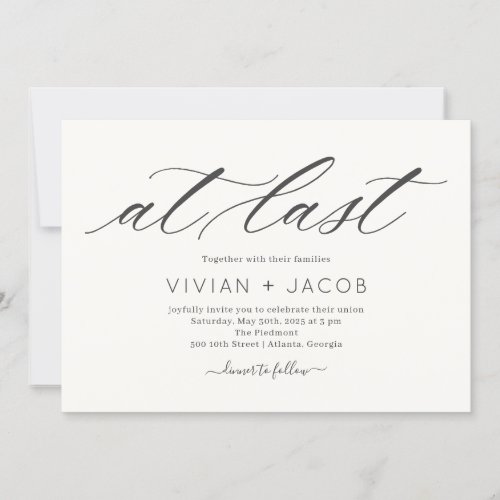 At Last EDITABLE COLOR Modern Wedding Invitation