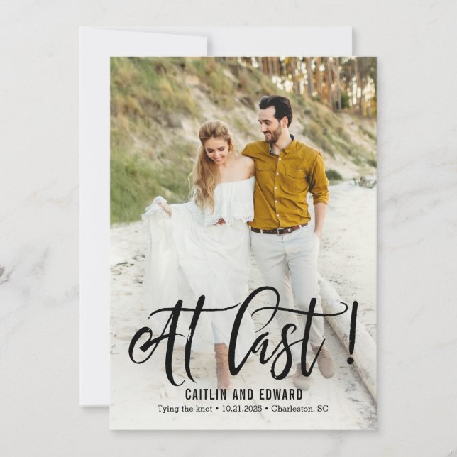 At Last Editable Color Save The Date Card (Front)