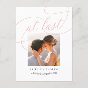 At Last Editable Color Wedding Announcement Postcard