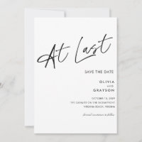 At Last Editable Modern Minimalist Save the Date