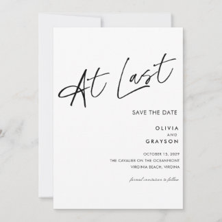 At Last Editable Modern Minimalist Save the Date