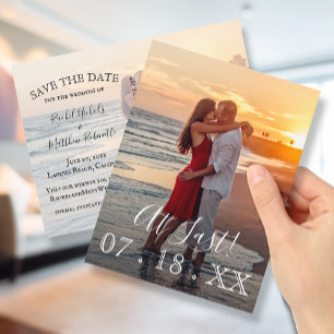 At Last Elegant Simple Wedding Photo Save the Date Announcement Postcard