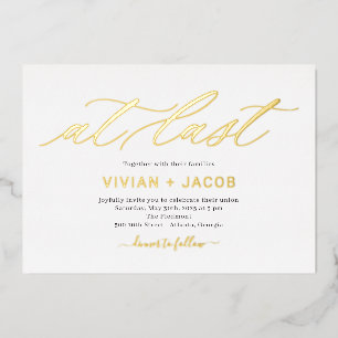 At Last Foil Editable Color Wedding Invitation Foi
