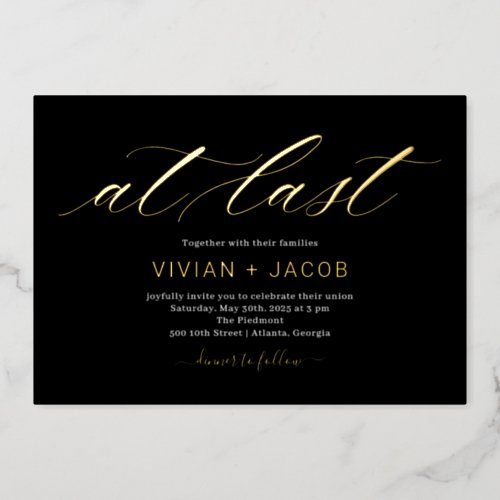 At Last Foil Editable Color Wedding Invitation Foil Invitation