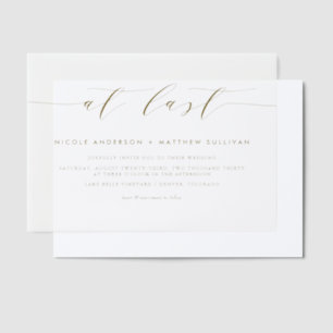 At Last Gold Minimalist Script Wedding Vellum Invitations