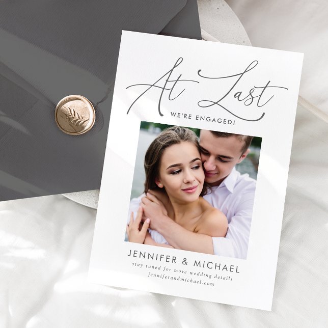 At Last Gray Script Photo Engagement Announcement (Creator Uploaded)