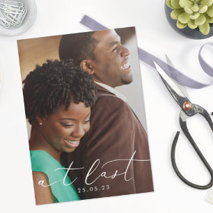 At Last Modern Calligraphy Photo Overlay Save The Date
