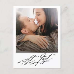 At Last Modern Photo Engagement Announcement Postcard