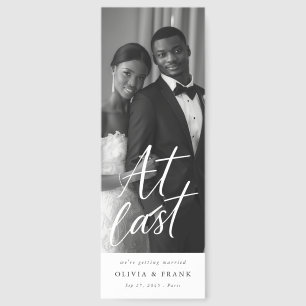 At Last   Modern Wedding Photo Save the Date Bookmarks