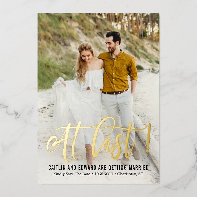 At Last REAL FOIL Save The Date Card (Front)