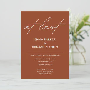 At Last Rustic Modern Minimalist Wedding Invitation