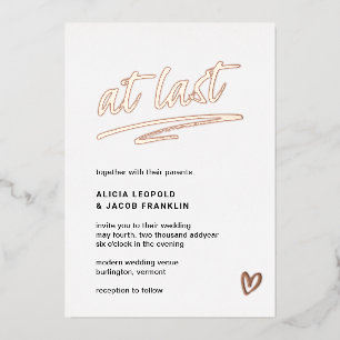 At Last Typography Modern Wedding Foil Invitation