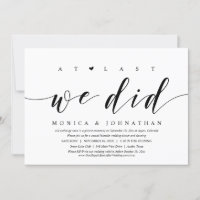 At Last, We Did, Wedding Elopement Dinner Party